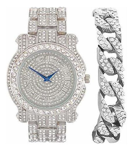 Bling-ed Out L0504b - Reloj De Pulsera Para Hombre, Diseño 