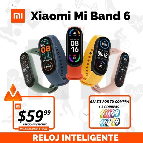 Imagen 1 de 10 de Xiaomi Mi Band 6 Original + 3 Correas De Obsequio