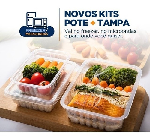 Imagem 7 de 9 de Pote Retangular C/ Tampa 500ml Cx. C/ 144un. Prafesta