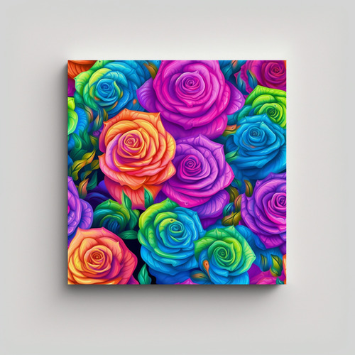 Cuadro Abstracto Arte Gráfico En Hd Con Rosas 20x20cm