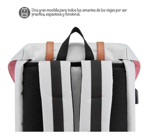 Imagen 3 de 10 de Mochila Himawari Okta 21 Litros Con Usb