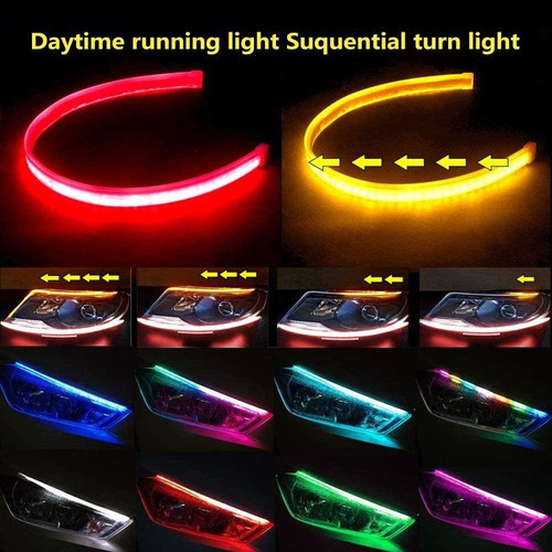 4 Par 60cm Tira Led Drl Rgb Flexible Direccional Secuencial