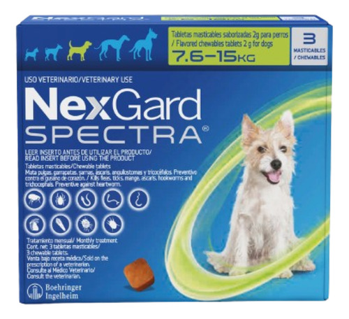 Nexgard Spectra M Cães 7,6kg A 15kg com 3 comprimidos