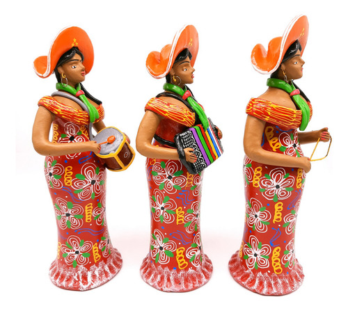 Estátua Trio De Forró Feminino Escultura Cerâmica Caruaru G