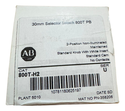 Allen-bradley 800t-h2 30mm Selector Switch 800t Pb