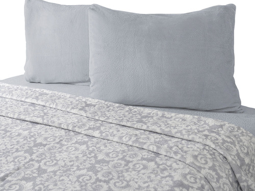 Juego De Sábana Flannel Quebec Gris Queen Size Gris