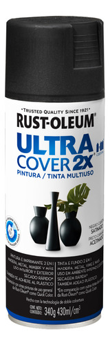 Rust Oleum pintura aerosol ultra cover colores 430 ml color negro cañon satinado