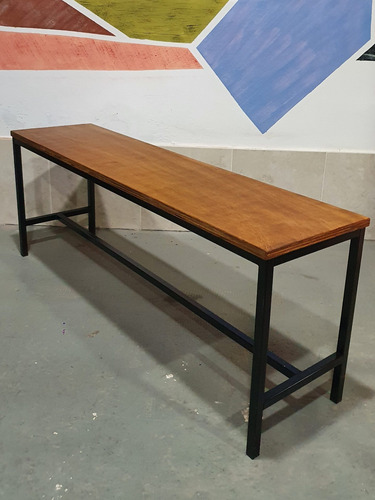 Imagen 3 de 5 de Banco Banqueta Industrial 120x30x40cm Hierro Y Madera Bar