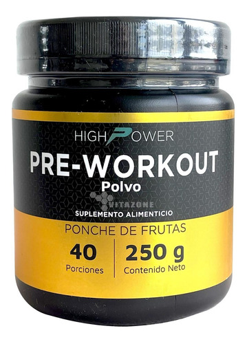 Preworkout 250 Grs Sabor Ponche De Frutas High Power.