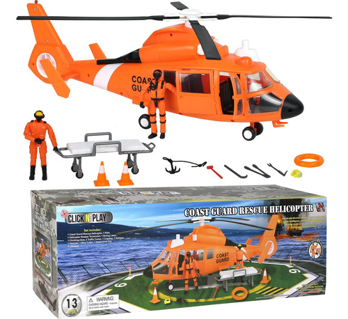 Haga Clic En N Play Toy Helicopter Set, Coast Guard Rescue H