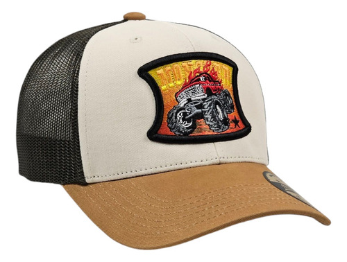 Gorra Vaquera Malla Monchos Caps Monster Truck 3d Beige Único