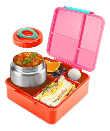 Caja Bento Para Niños Con Termo De Sopa De 8oz - 4 Compartim