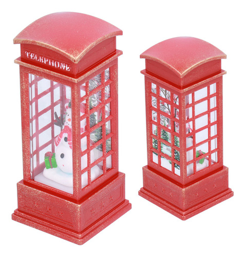 Decoración Navideña De Cabina Telefónica Con Santa Claus
