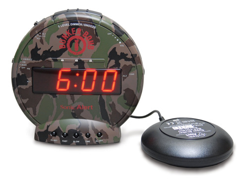 Sonic Bomb - Reloj Despertador Dual Con Agitador De Cama, Ca