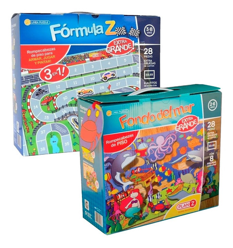 Imagen 1 de 10 de Set 2 Rompecabezas Piso Puzzle Infantil Fondo Mar Formula Z