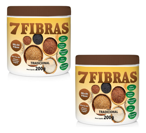 7 Fibras Regulador Intestinal Sem Glúten 200g Kit C/ 2 Unid