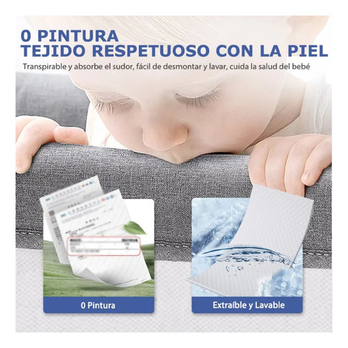Cuna Corral Para Bebes Cama Altura Regulable Con Mosquitero Gris