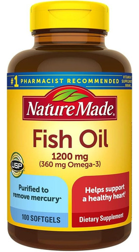 Omega 3 | 100 Cápsulas | Nature Made Fish Oil 1200 Mg 
