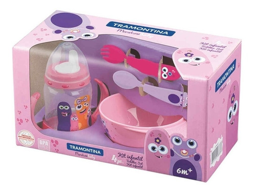 Vajilla Infantil Monsterbaby 4 Piezas Tramontina 