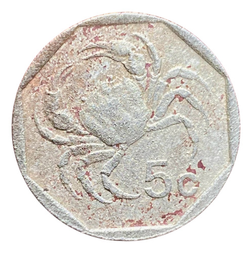 Moneda 5 Centavos Malta 1991 Km 95 Cangrejo (Usado)