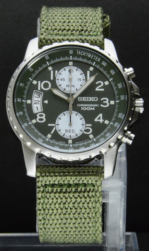 Reloj Seiko Military Snn083 F Chronograph 100 Mts. Verde Verde Musgo Acero Inoxidable Verde Musgo