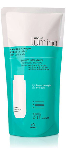Refil Shampoo Hidratante Cabelos Crespos Lumina - 300ml