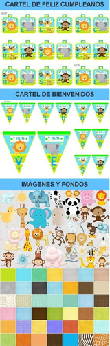 Kit Imprimible Animalitos De La Selva Bebés Fiesta 3x1