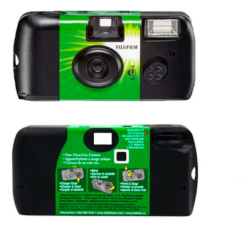 Kit 5 Cámaras Desechables Fujifilm Quicksnap Flash 27 Exp Color Negro