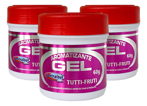 Kit 3 Aromatizante Automotivo Gel Tutti-fruti 60g Centralsul