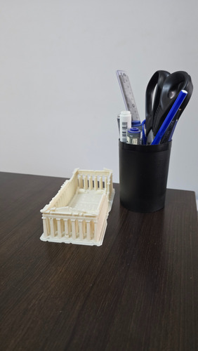 Partenon Griego 17cm Largo Miniatura Deco 3d Para Escritorio Beige