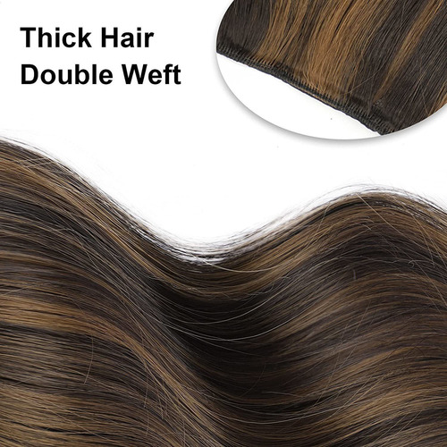 4 Piezas Extensiones Clip Cabello Mechas Marrón For Mujeres