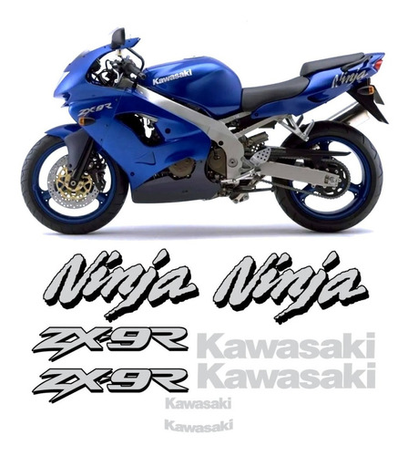 Kit Adesivos Compatível Kawasaki Ninja Zx-9r 1998 /1999 Azul Cor KAWASAKI NINJA ZX-9R 1998 À 1999 AZUL