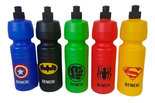 15 Botellas Plasticas Superheroes Souvenirs Cumpleaños 750cc