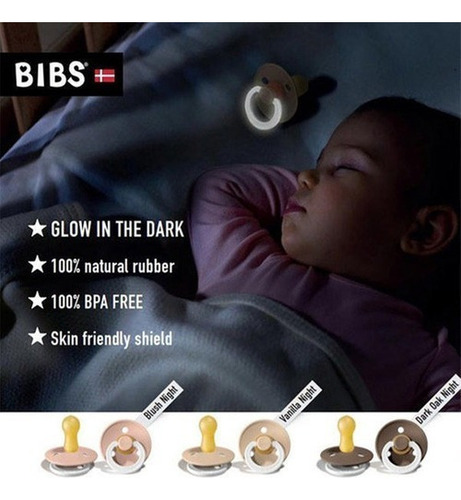 Chupetes Bibs Night Time Set X2 Brilla En La Oscuridad