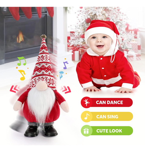 Gnomo Baile Navidad Canta Decoración Hogar Bonito Nomo