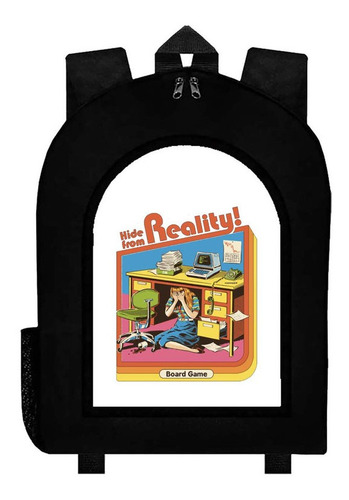 Mochila Negra Humor Vintage Niños Jugando Art#ar5