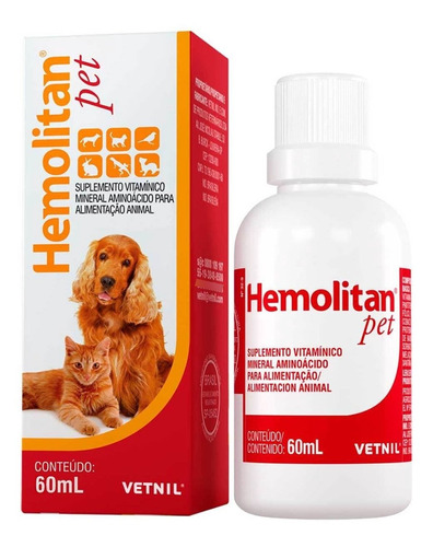 Vetnil Hemolitan Pet 60ml - Suplemento Vitaminas Minerais