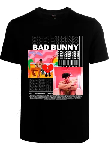 Camiseta Cuello R Algodón Unisex Bad Bunny Un Verano Sin Ti