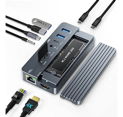 Hub Usb-c Acasis 10 En 1 Con Ssd, 10gbps M.2 Nvme, Hdmi 4k