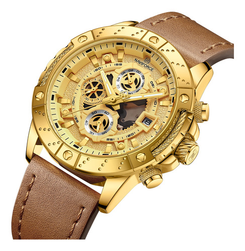 Relojes Naviforce Leather Casual Sport Chronograph Para Homb