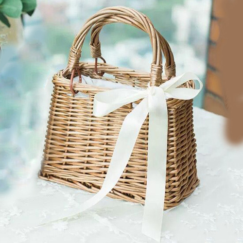 Pequeñas Bolsas De Paja For Mujer Niña Ratán Rectángulo