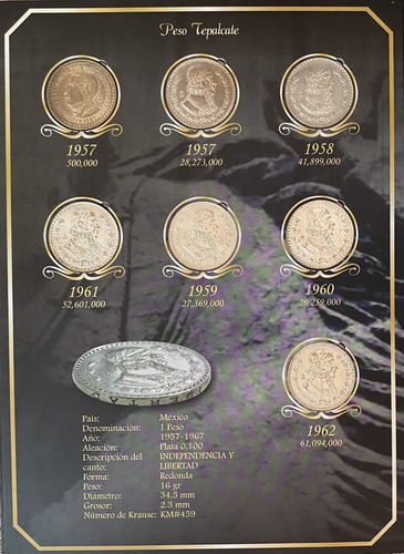 Monedas Antiguas Mexicanas, Álbum Tepalcate Con Peso Juárez (Usado)