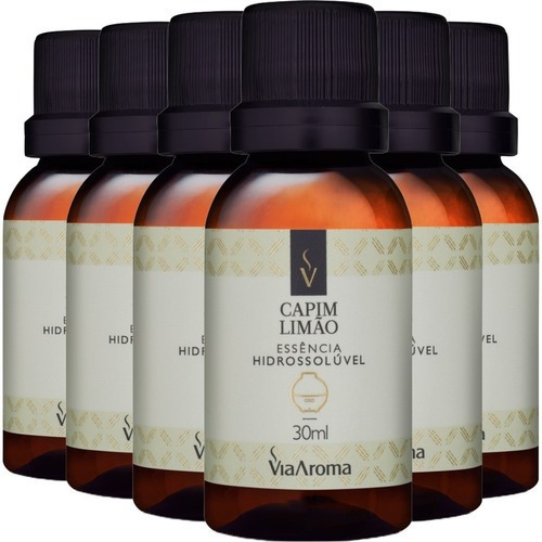 Essência Base De Água Capim Limão 6 X 30ml Via Aroma