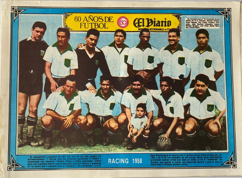 Racing 1958 Poster, 60 Años De Fútbol Ez2c