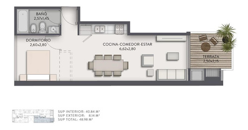 Imagen 5 de 6 de Monoambiente Divisible En Construcción
