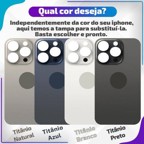Tampa Traseira Vidro Compatível Com iPhone 15 Pro Premium