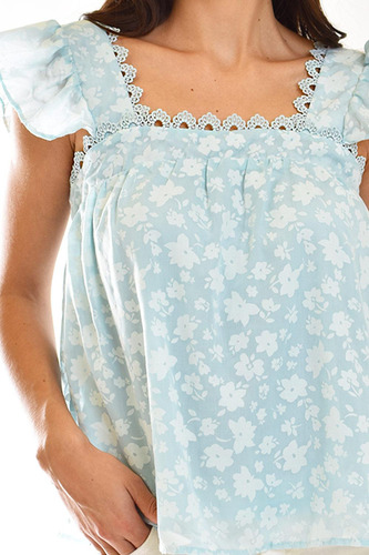Blusa Con Ribete De Encaje Roman Fashion /juvenil, 7582 (men