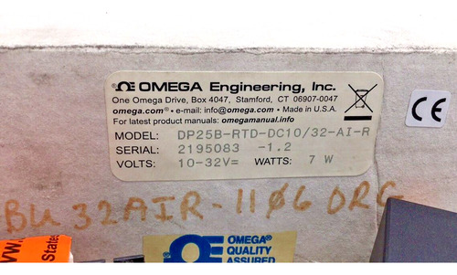 Omega Dp25b-rtd-dc10/32-ai-r Used Temperature Meter Cont Ccb