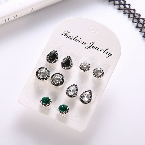 Zy Set De 5 Pares De Pendientes Con Circonitas Gota