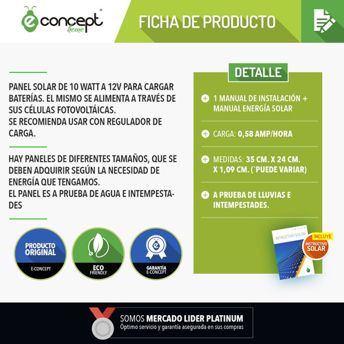 Panel Solar Fotovoltaico 10watts Para Cargar Baterías 12v